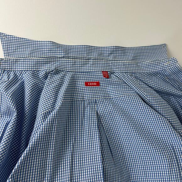 IZOD Gingham Shirt XL Mens Button Up Long Sleeves 100% Cotton Blue Check FLAW - Picture 3 of 12